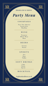 H&H Sample Drinks Menu